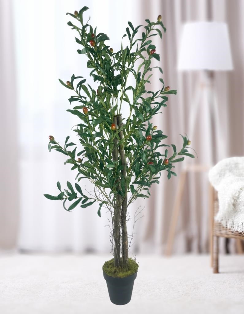 Yapay Zeytin Ağacı 125cm İki Gövdeli Salex Doğal Gerçek Görünümlü Yapay Ağaç