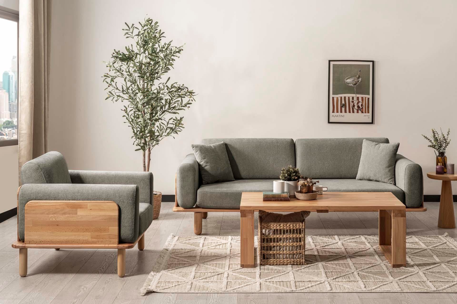 Diva Sofa-Set, Aquagrün, Natur