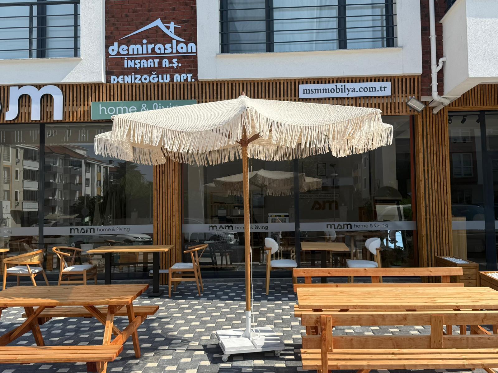 Masif Kayın Ayaklı Bahçe Şemsiyesi