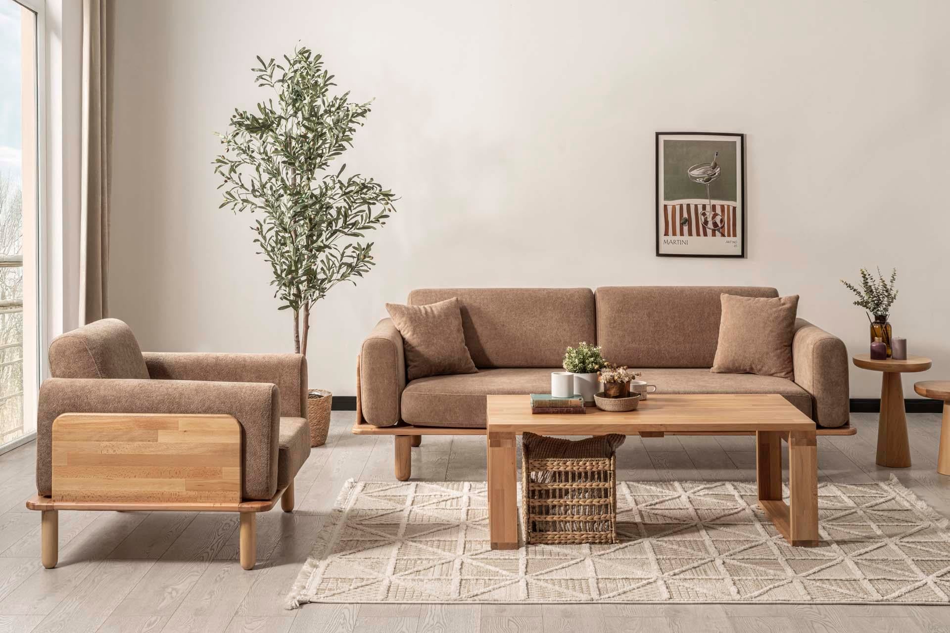 Diva Koltuk Takımı Kahverengi, Natural Kasa