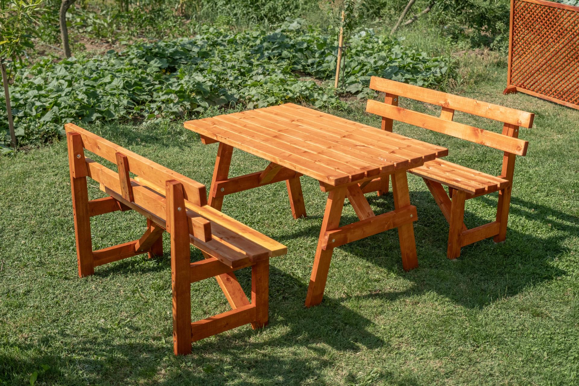 Doğal Ahşap Banklı Masa