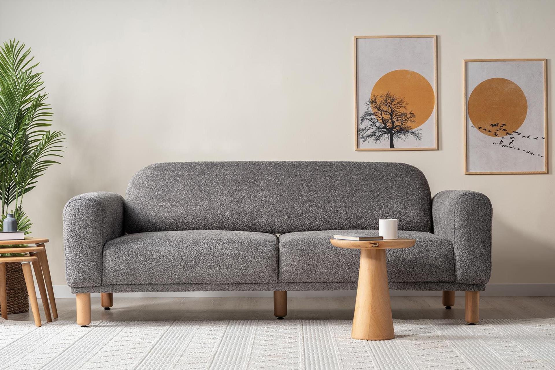 Hera Dreisitzer-Sofa, Anthrazitgrau