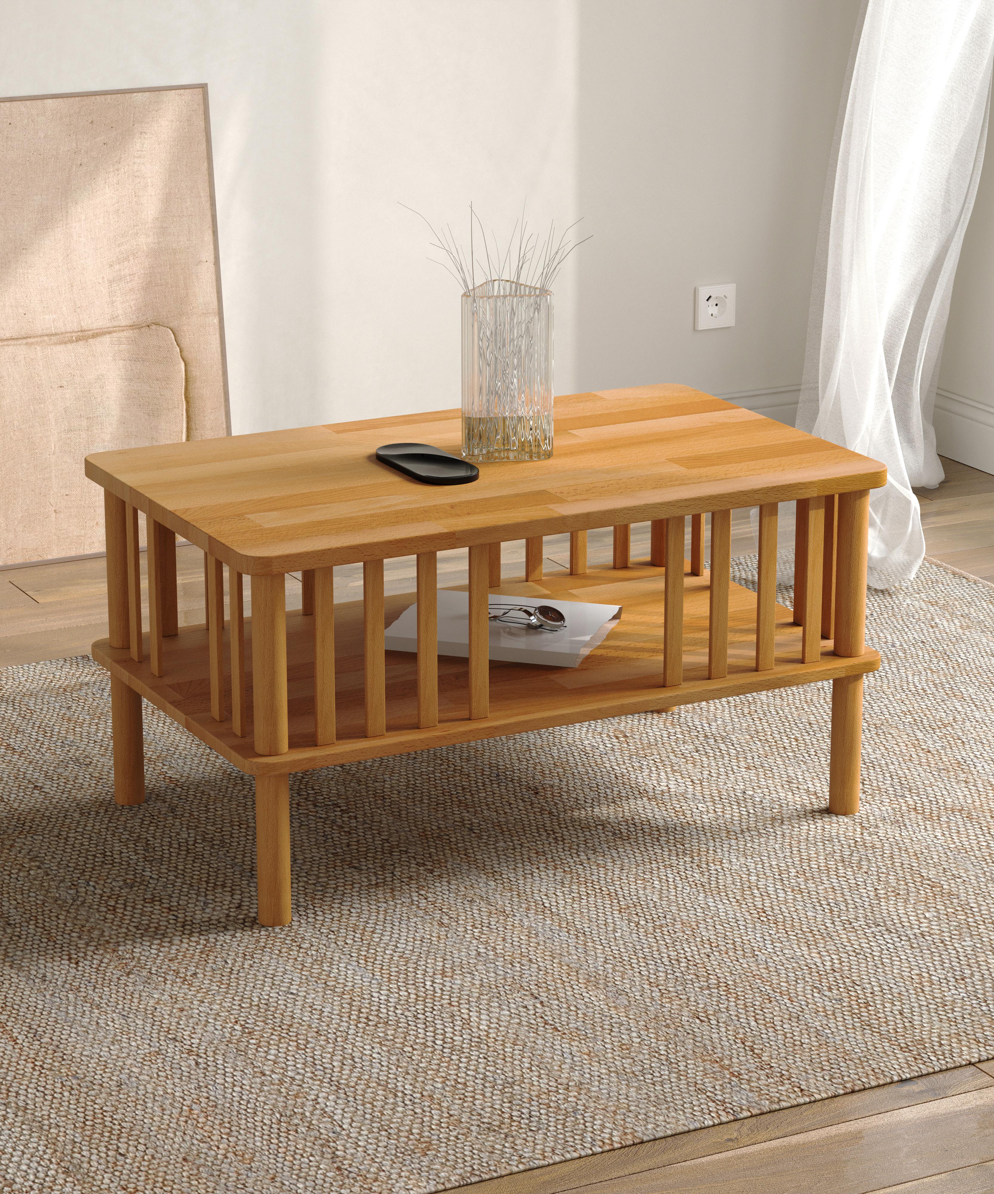 Linea Couchtisch aus Massivholz, Buche