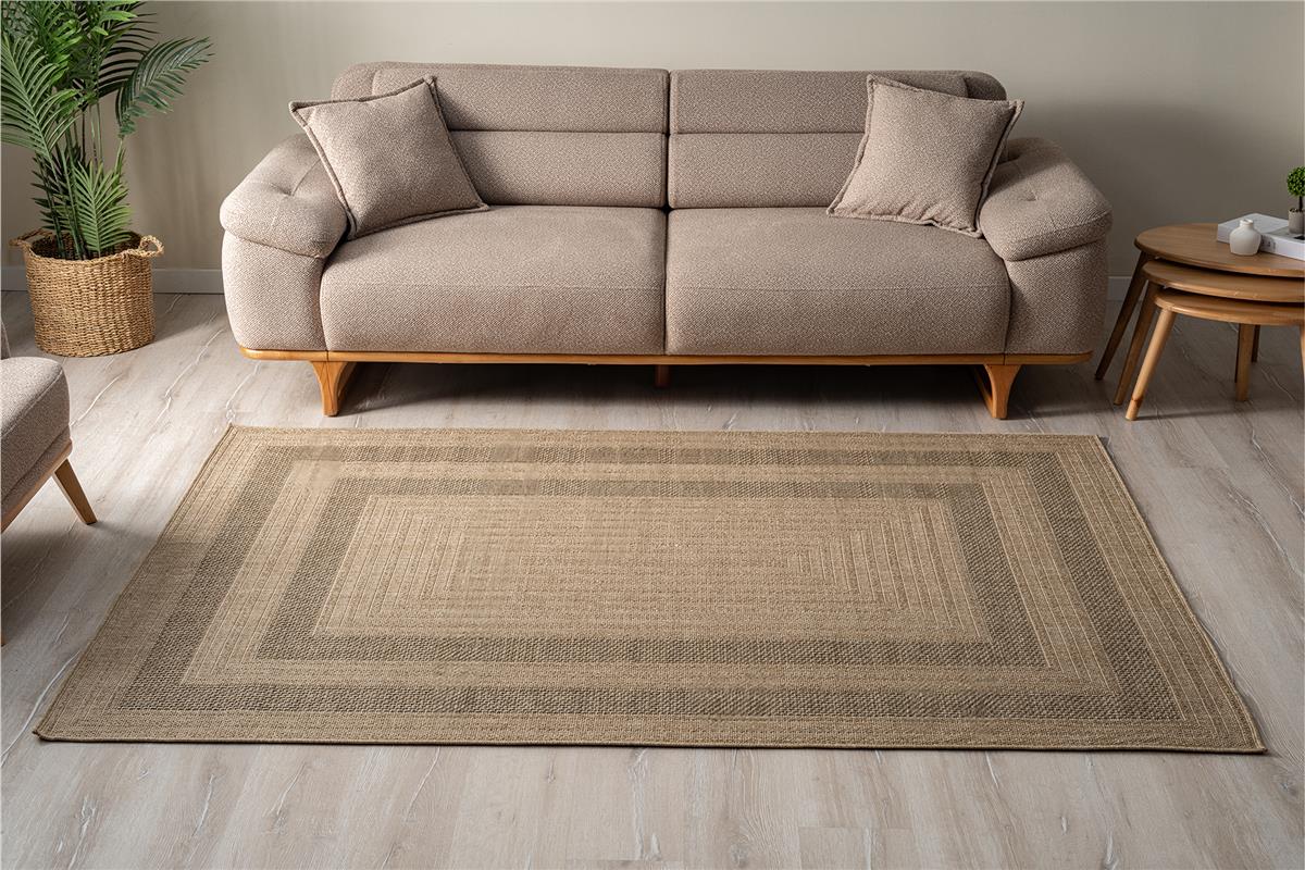 MSM 9101 Beige-Grüner gewebter Muster-Schnittteppich