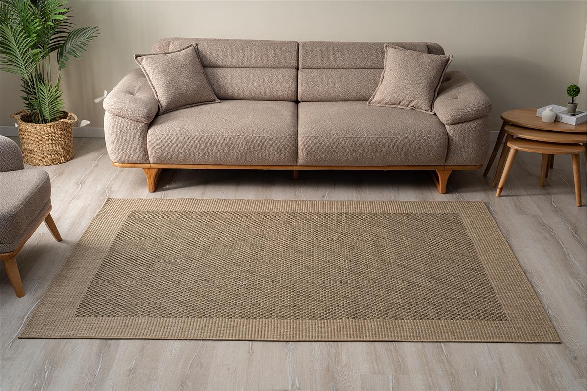 MSM 9102 Beige-Grüner gewebter Muster-Schnittteppich
