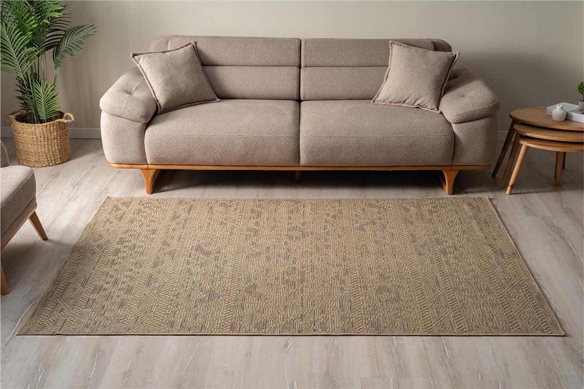 MSM 9103 Beige-Grau Gewebter Muster-Schnittteppich