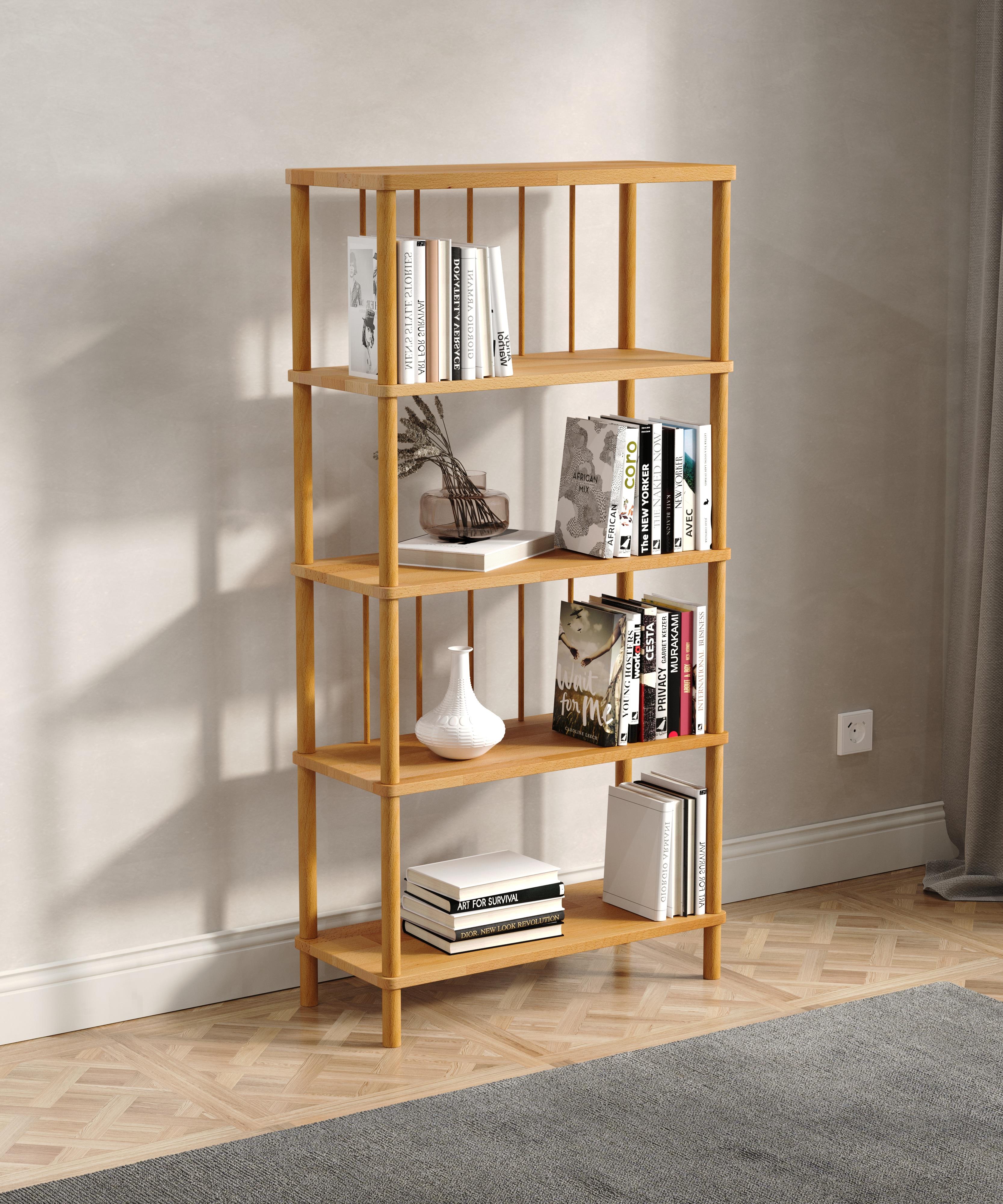 Saga Bibliothek aus Massivholz, Buche