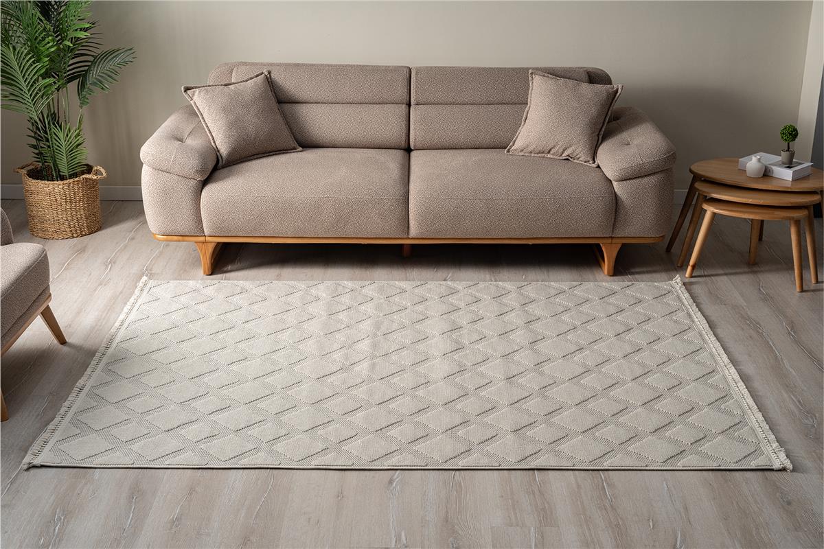 Togo 7507 Cremefarbener Soft-Touch-Schnittteppich