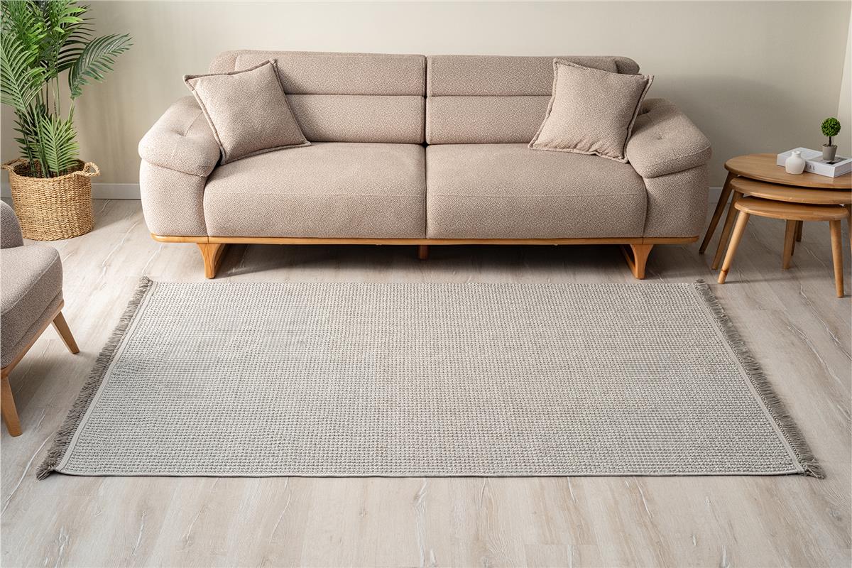 Veta 1453 Grauer, weicher und glänzender Touch-Cut-Teppich