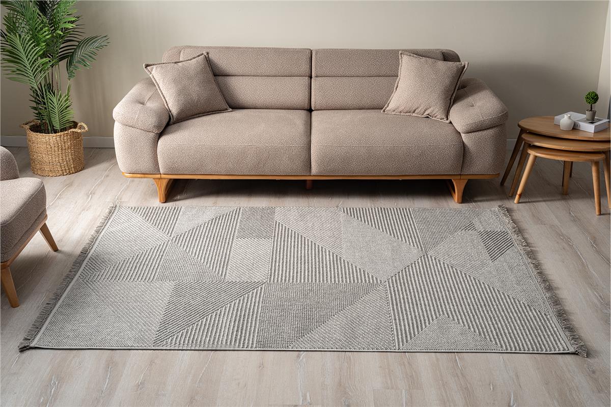 Veta 1456 Grauer, weicher und glänzender Touch-Cut-Teppich