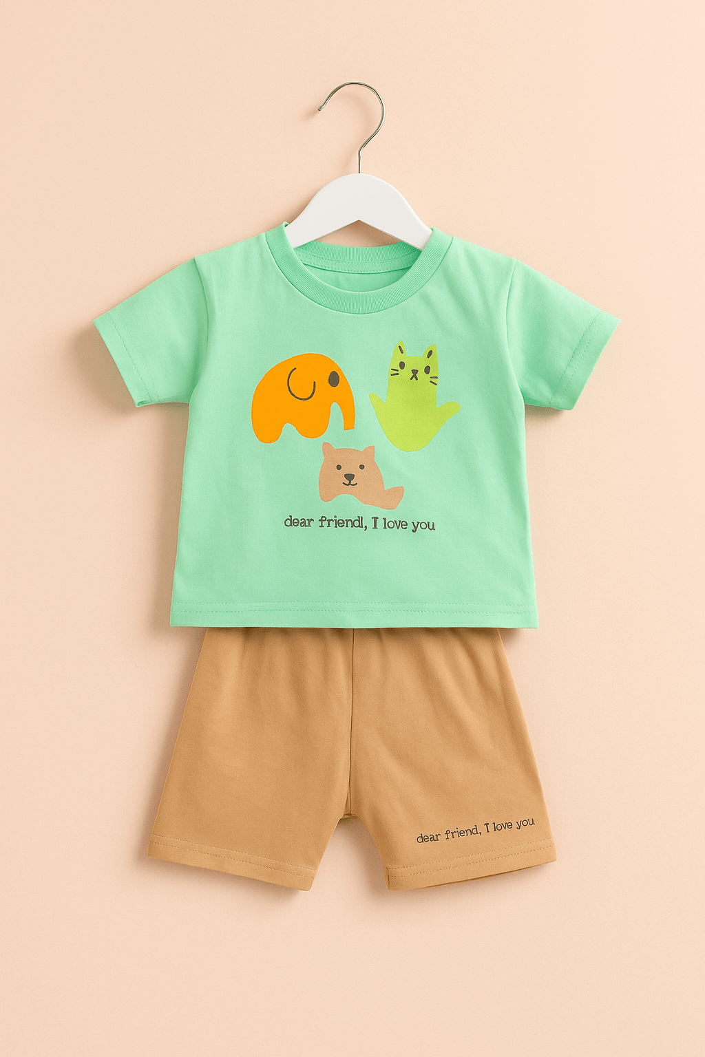 Erkek Bebek Yazlık Takım – Şapkalı Tişört ve Şort 3lü Set 