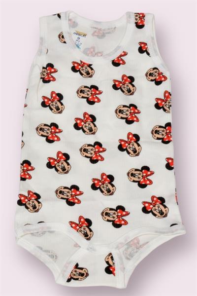 Minnie Mouse Desenli Kolsuz Kız Bebek Tulum - Pamuklu Yazlık Zıbın