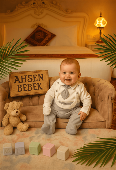 Erkek Bebek 5li Hastane Çıkışı Takımı - Papyonlu Gömlek Görünümlü Set ve Aksesuarlar