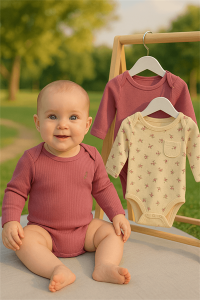 3lü Kız Bebek Uzun Kollu Body Seti