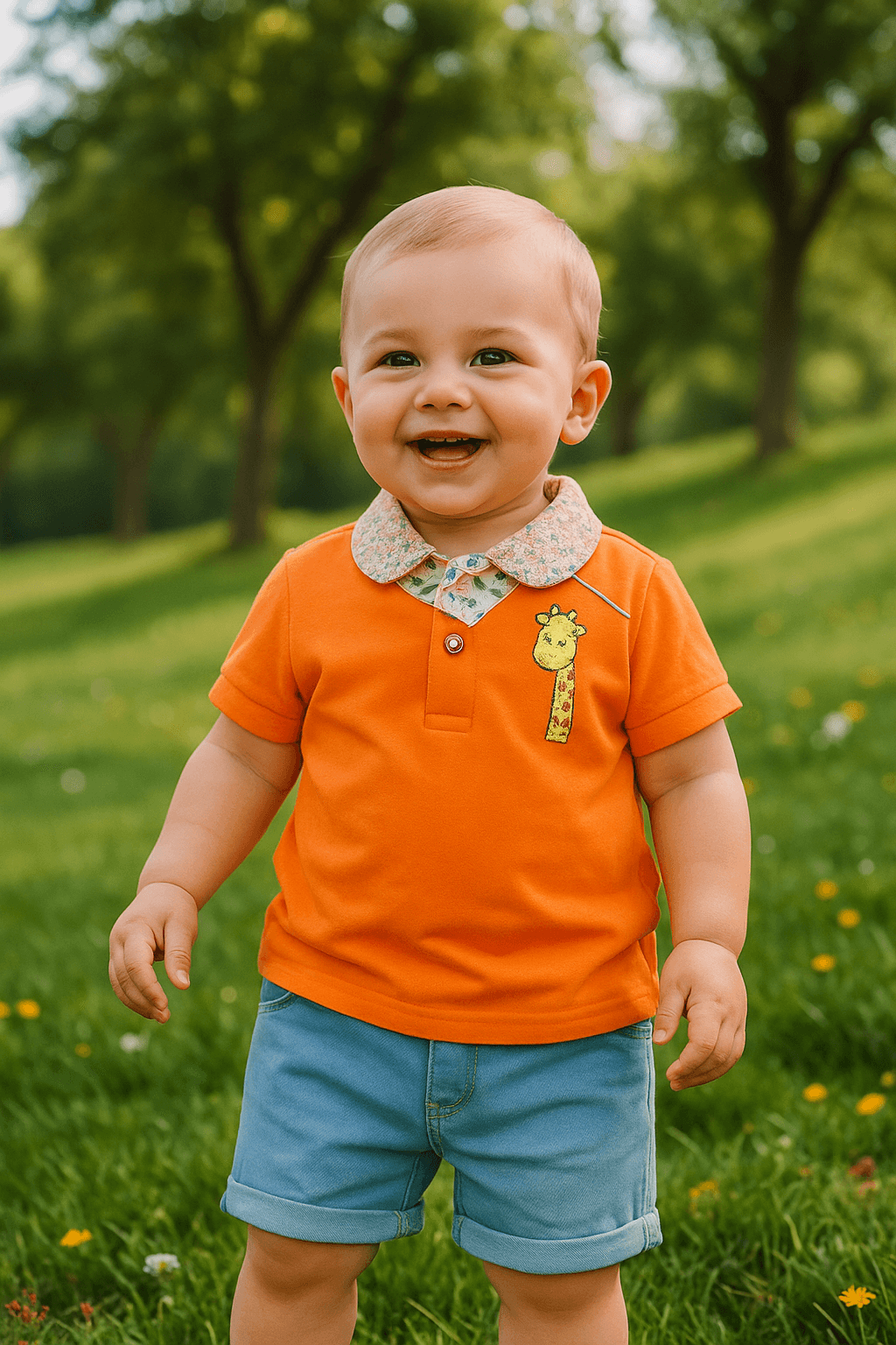 Ahsen Bebek Önü ÇıtÇıtlı Tişört ve Şort Erkek Takım