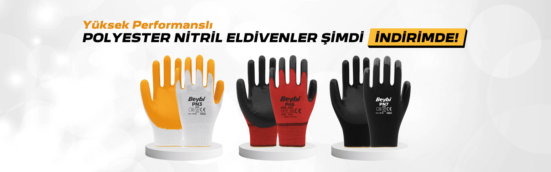 Beybi Polyester Nitril Eldivenler