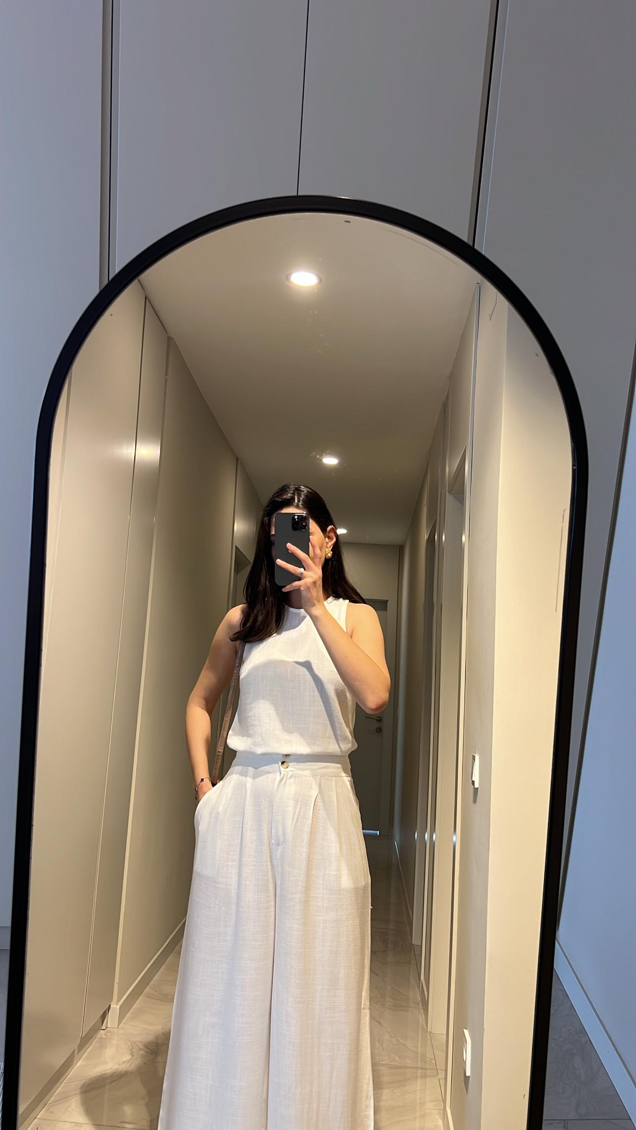 BEYAZ KETEN ALT ÜST TAKIM