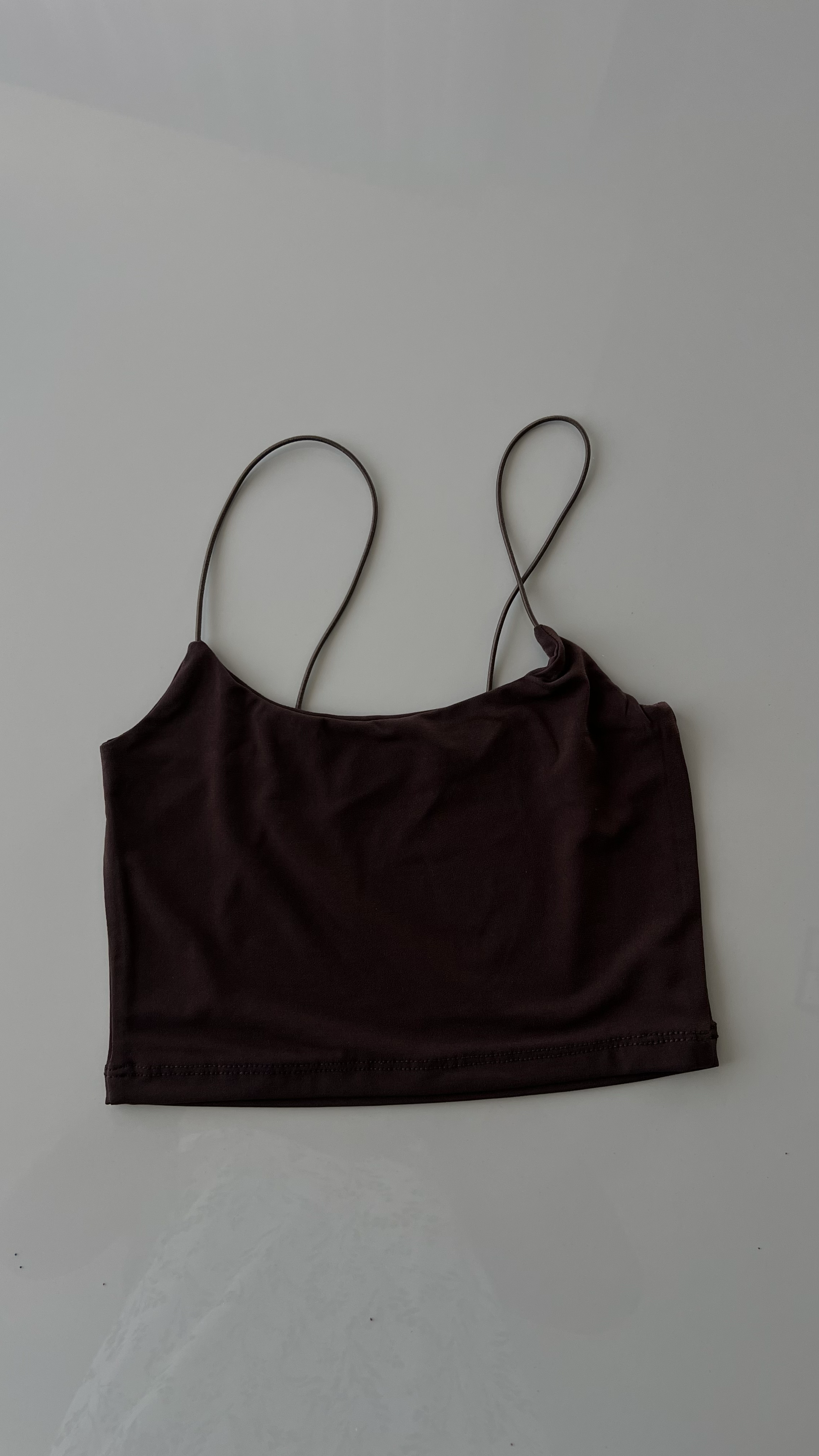 İP ASKILI ACI KAHVE  CROP TOP