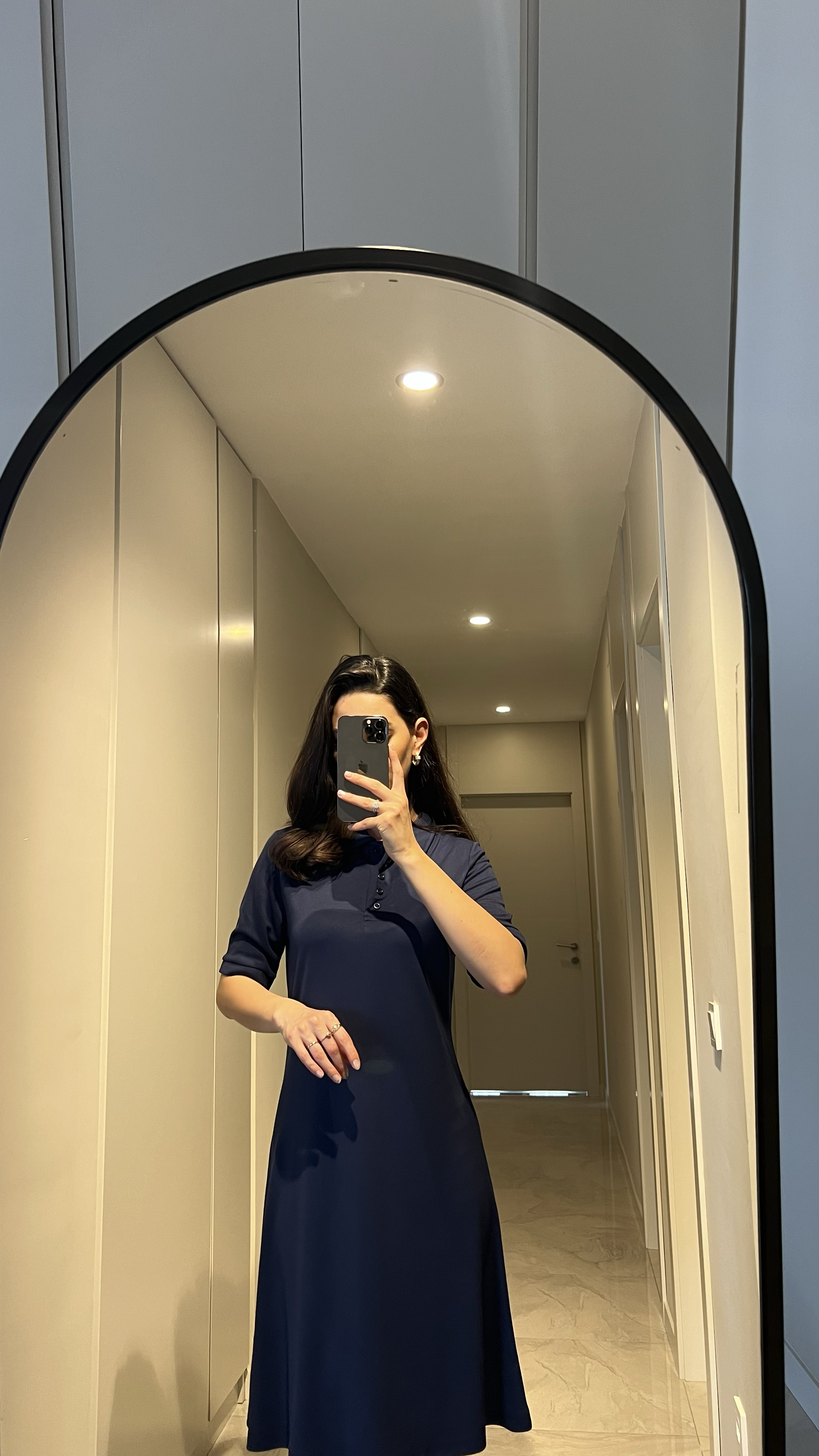 MİDİ BOY LACİVERT ELBİSE 