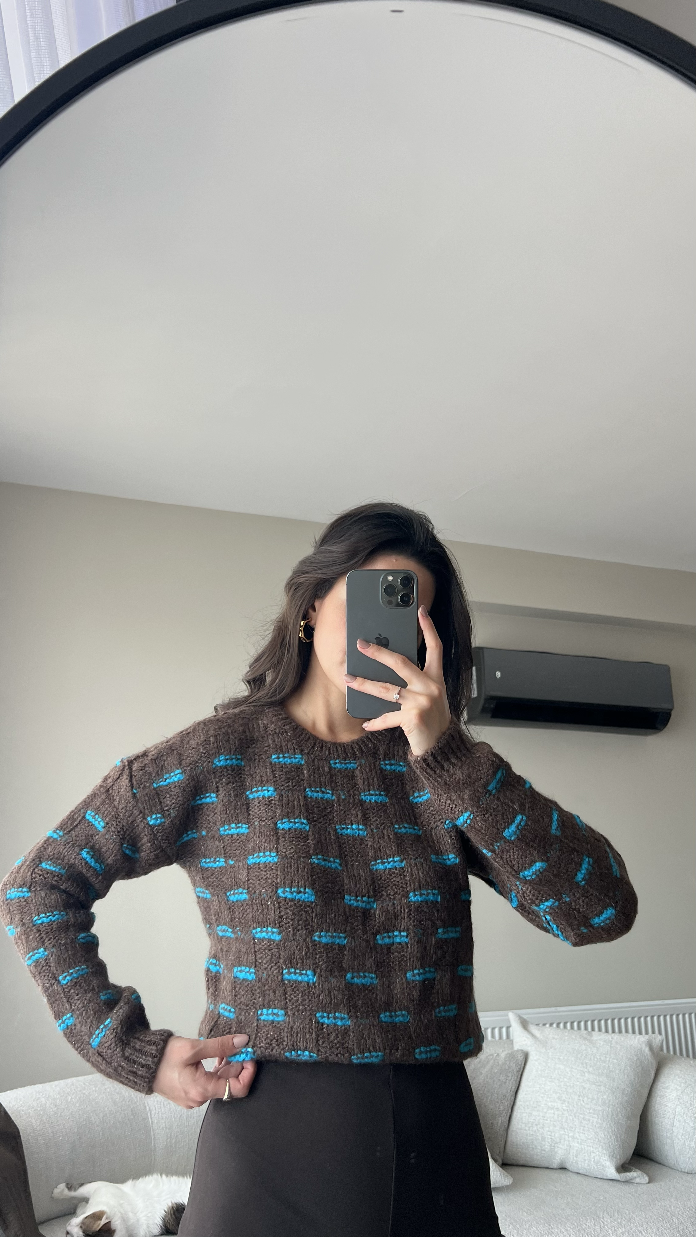 ORJİNAL MARKA İKİ RENK ÖRME ACI KAHVE KAZAK