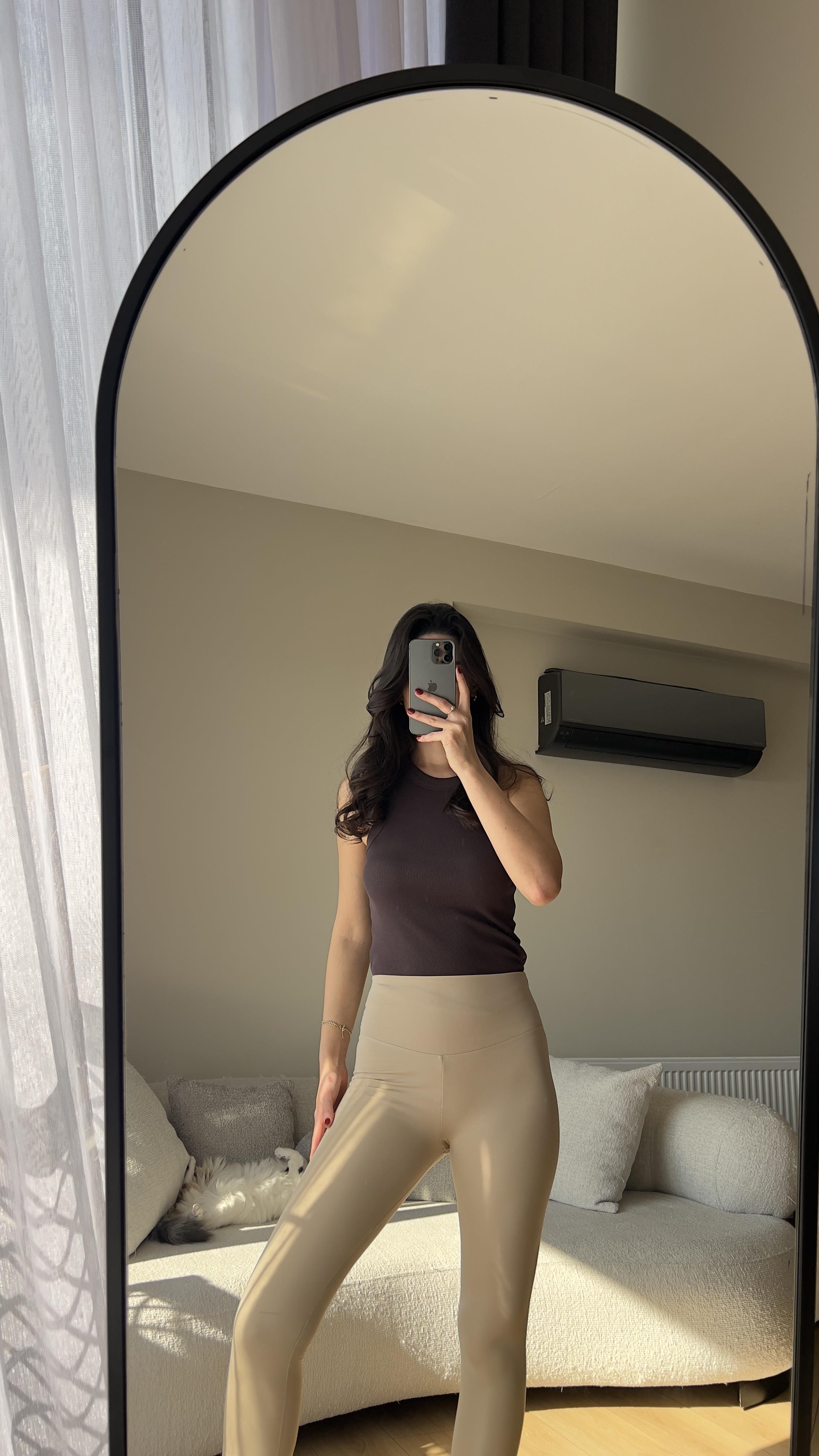 OYSHO KREM  ŞARDONLU TAYT