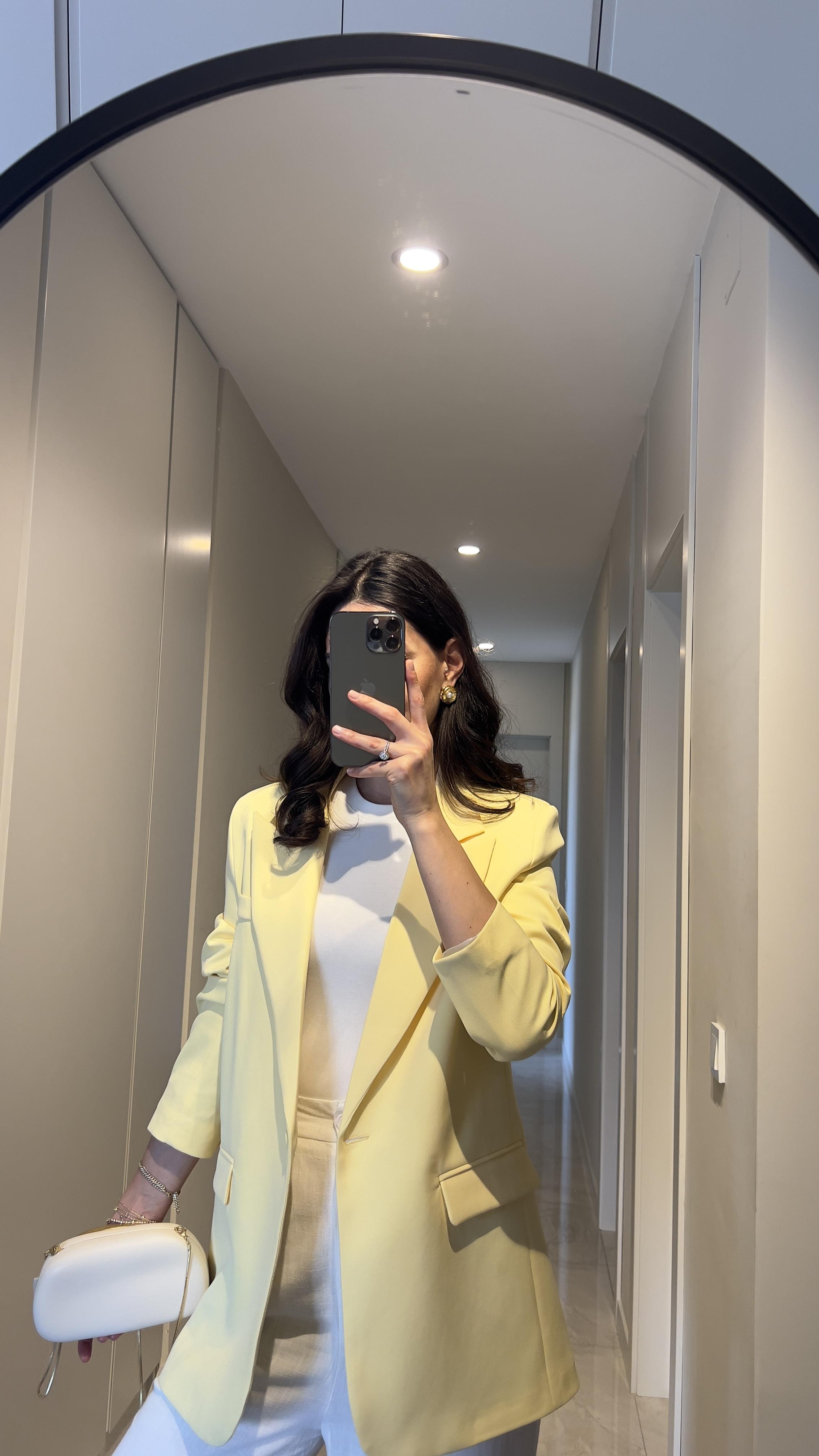 VATKALI SARI OVERSİZED ASTARLI BLAZER CEKET