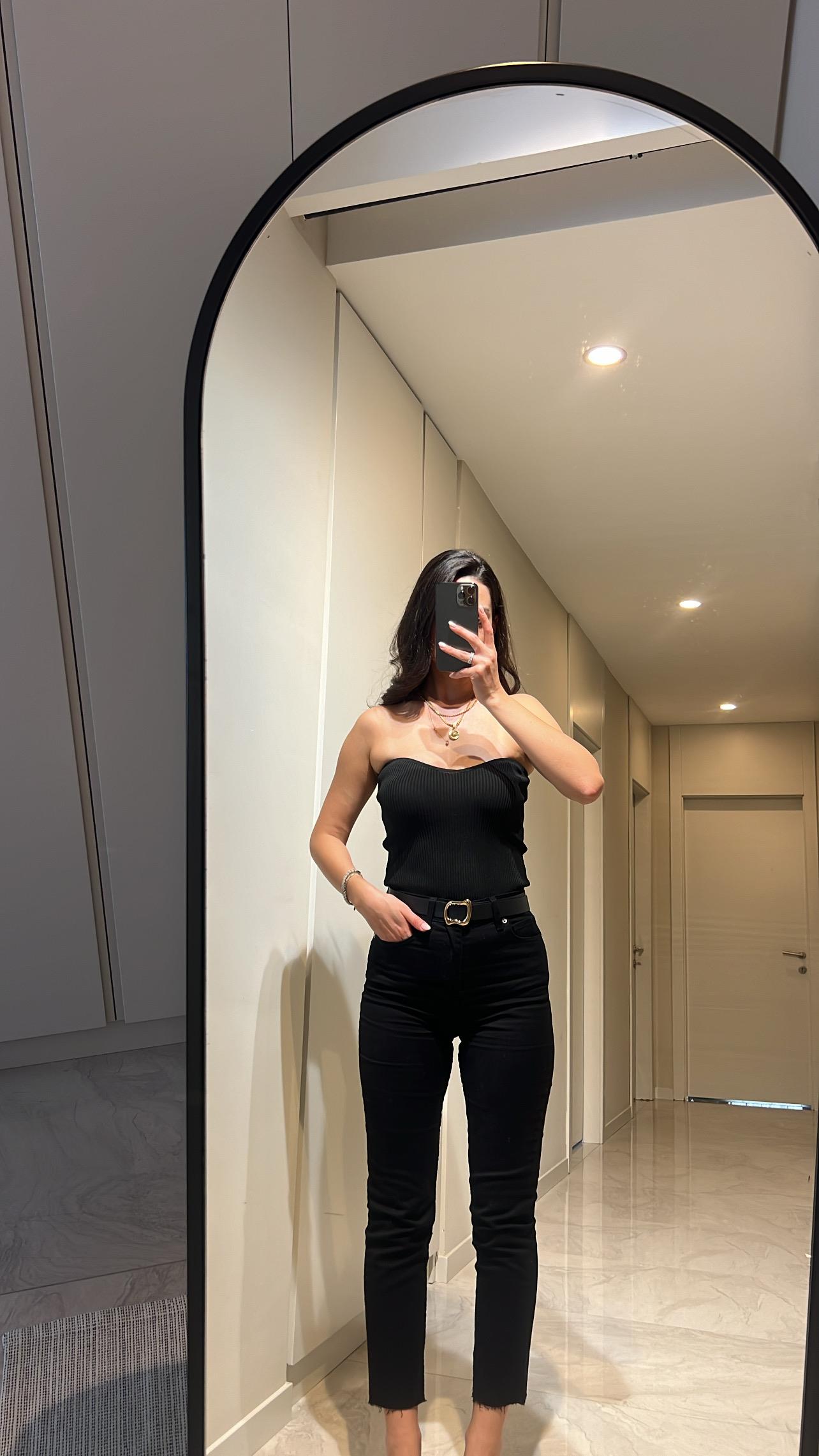 ZR MARKA BOYFİT KESİK PAÇA LİKRALI  SİYAH JEAN
