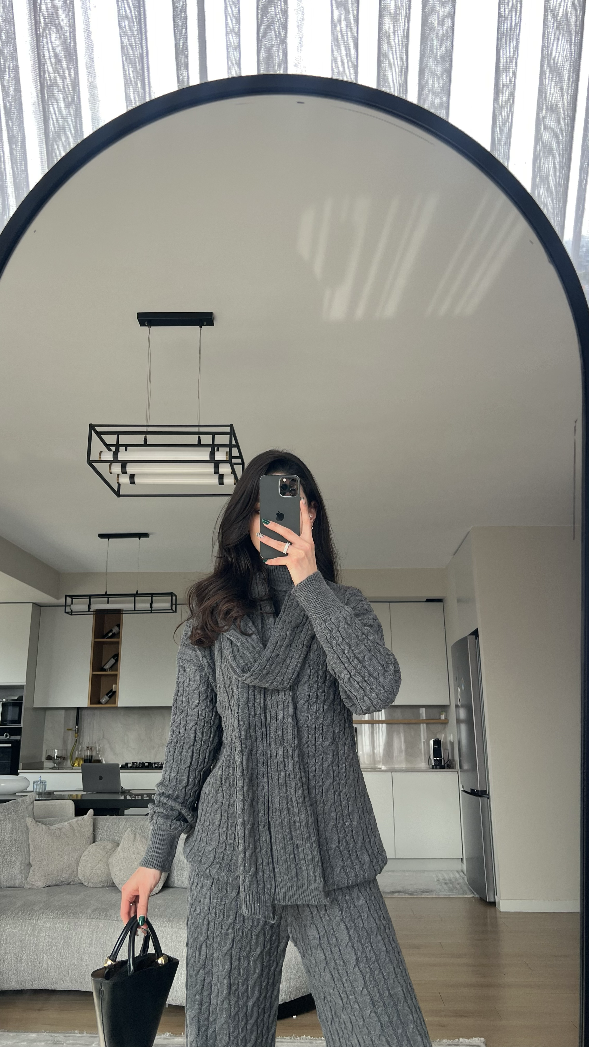3 LÜ TRİKO GRİ ÖRME TAKIM