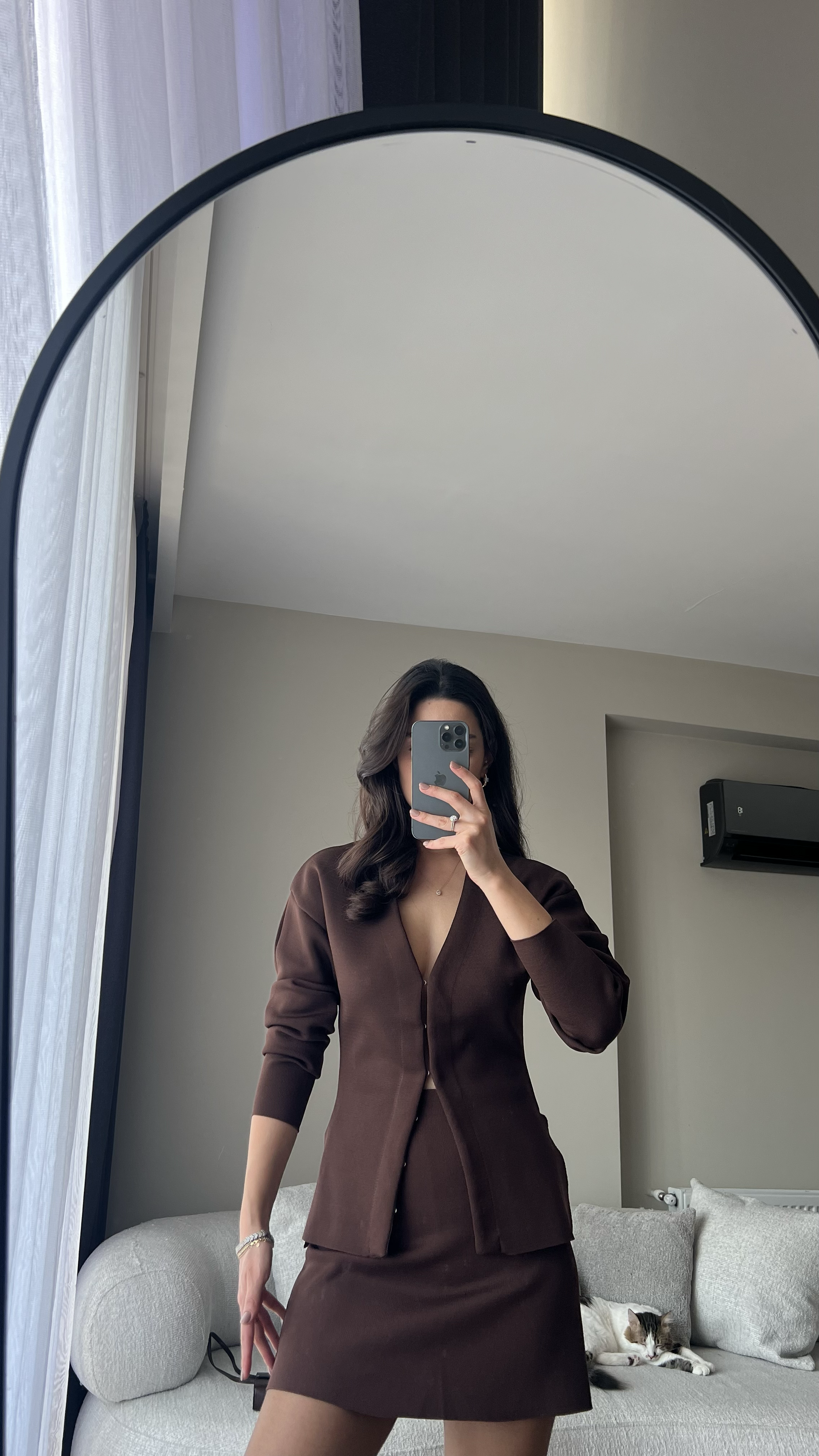 ACI KAHVE TRİKO ETEK BLUZ TAKIM
