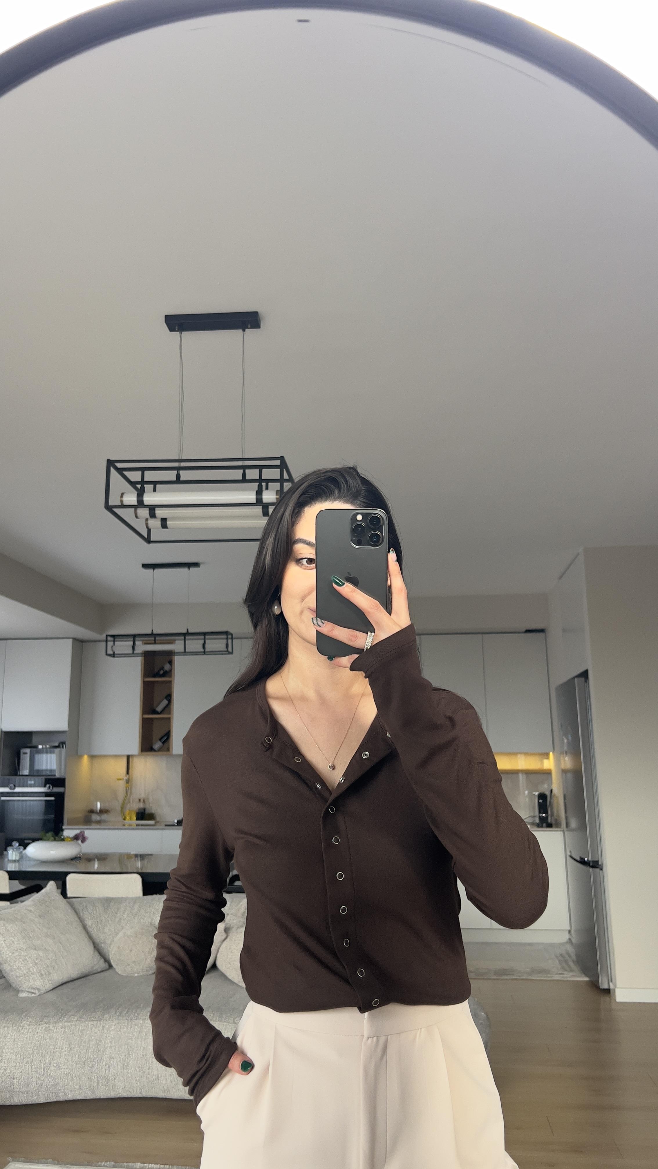 BOYDAN ÇIT ÇIT ACI KAHVE  BLUZ