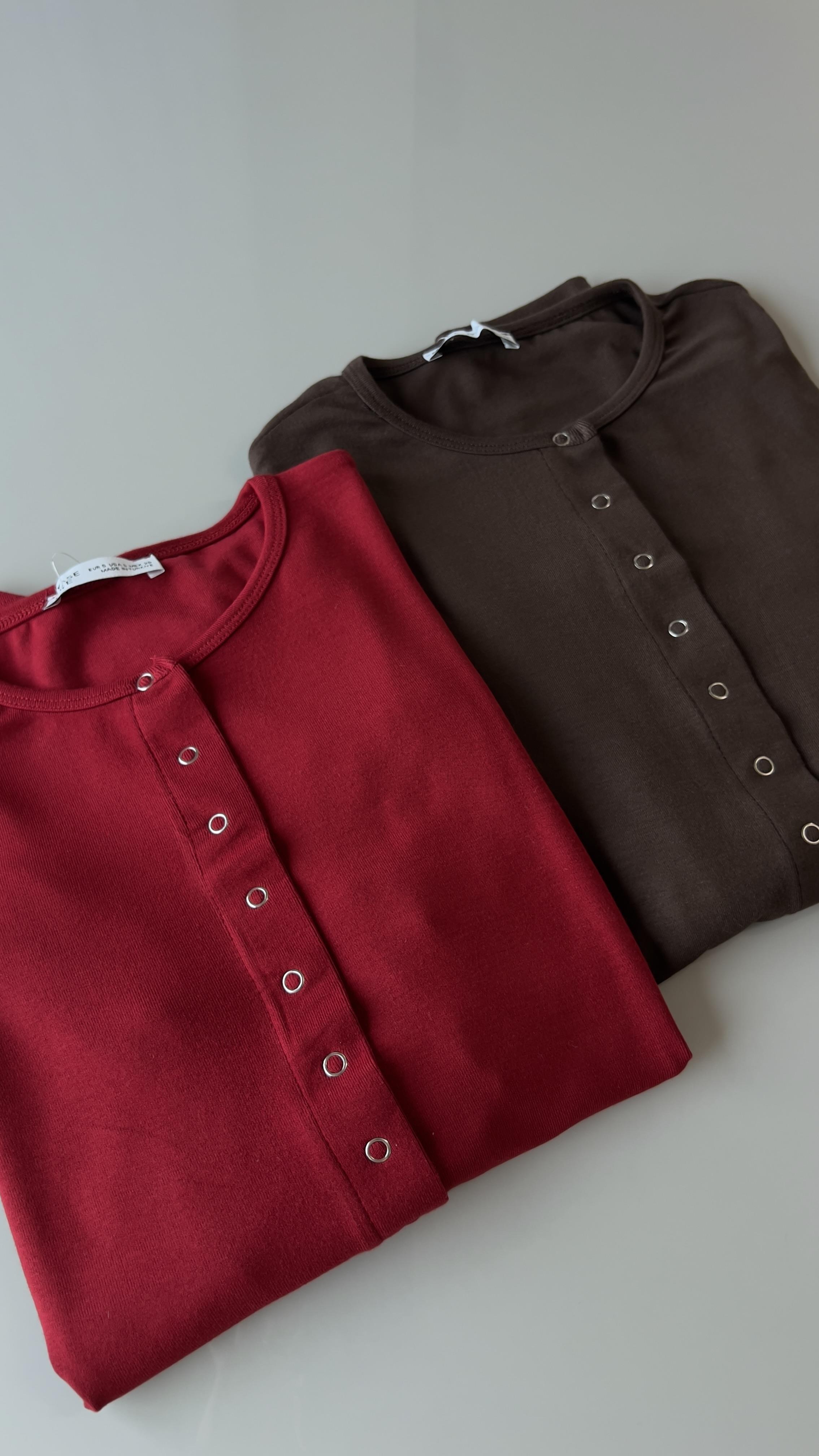 BOYDAN ÇIT ÇIT KIRMIZI BLUZ