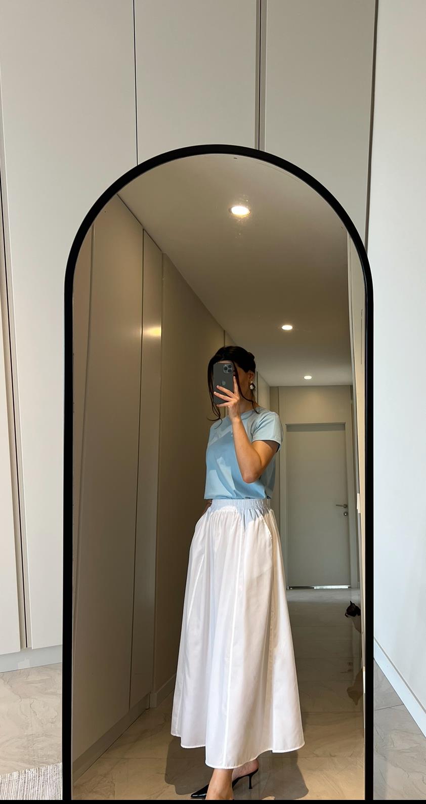 CEPLİ POPLİN BEYAZ ETEK