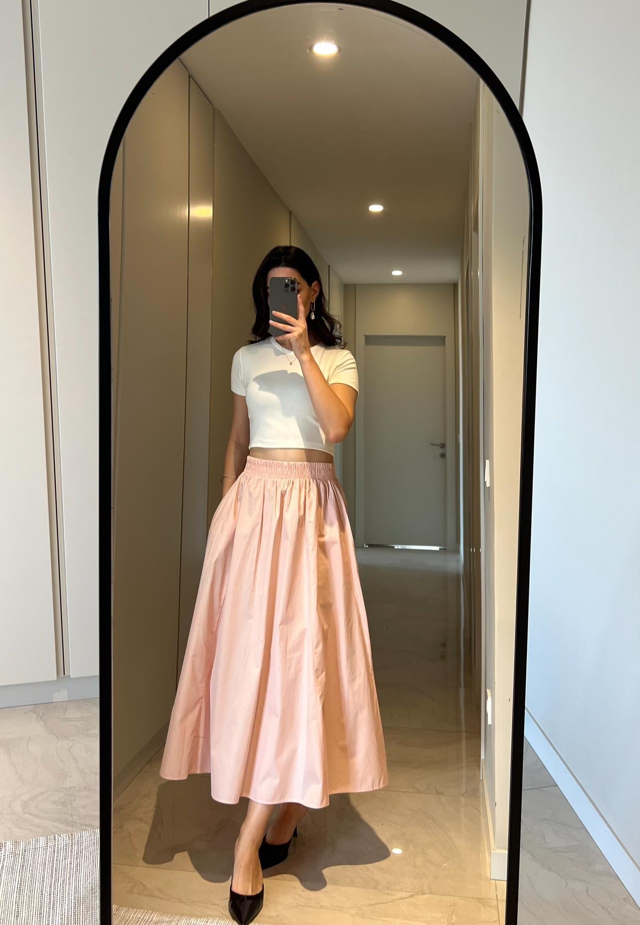 CEPLİ POPLİN PEMBE ETEK