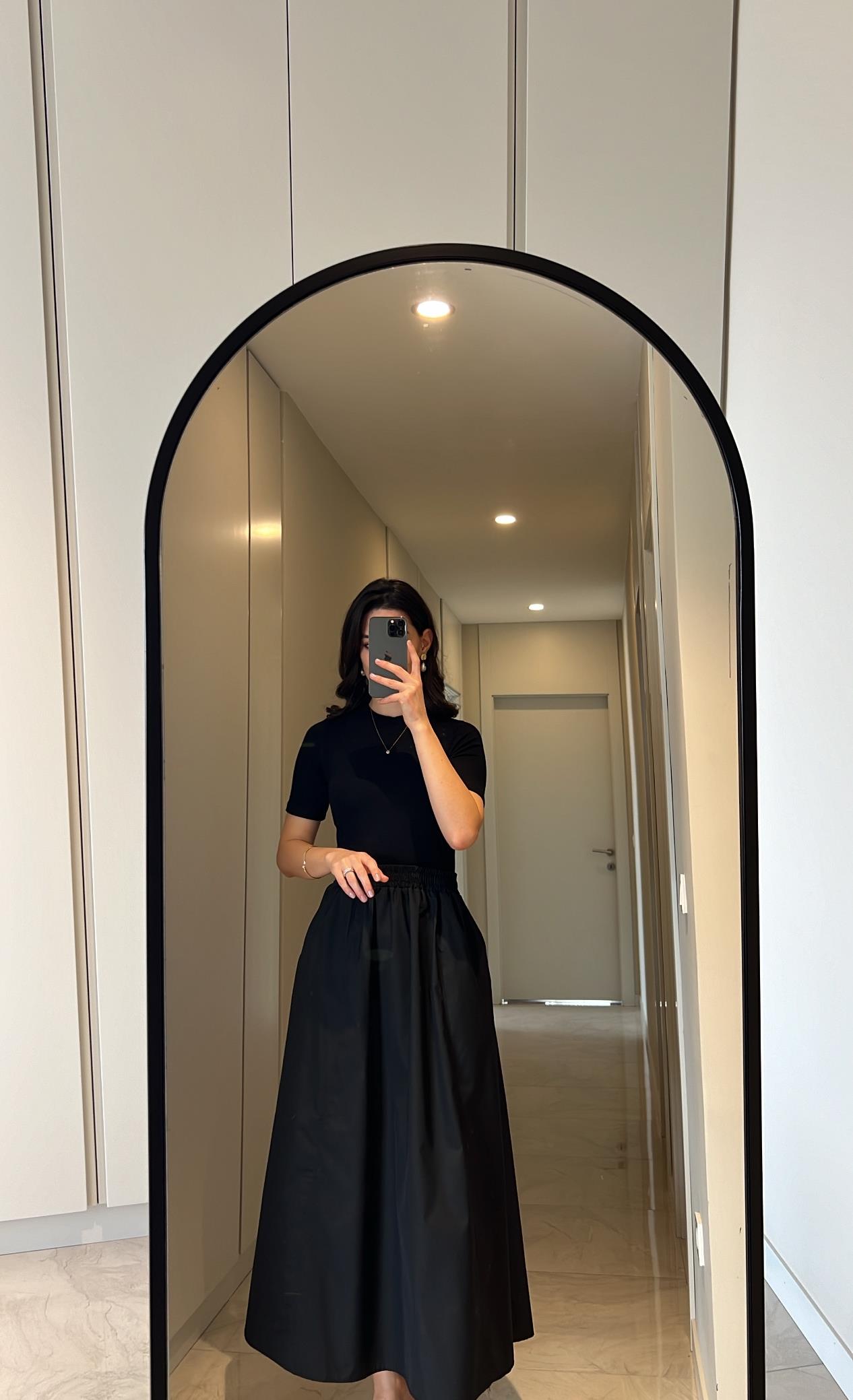 CEPLİ SİYAH POPLİN ETEK