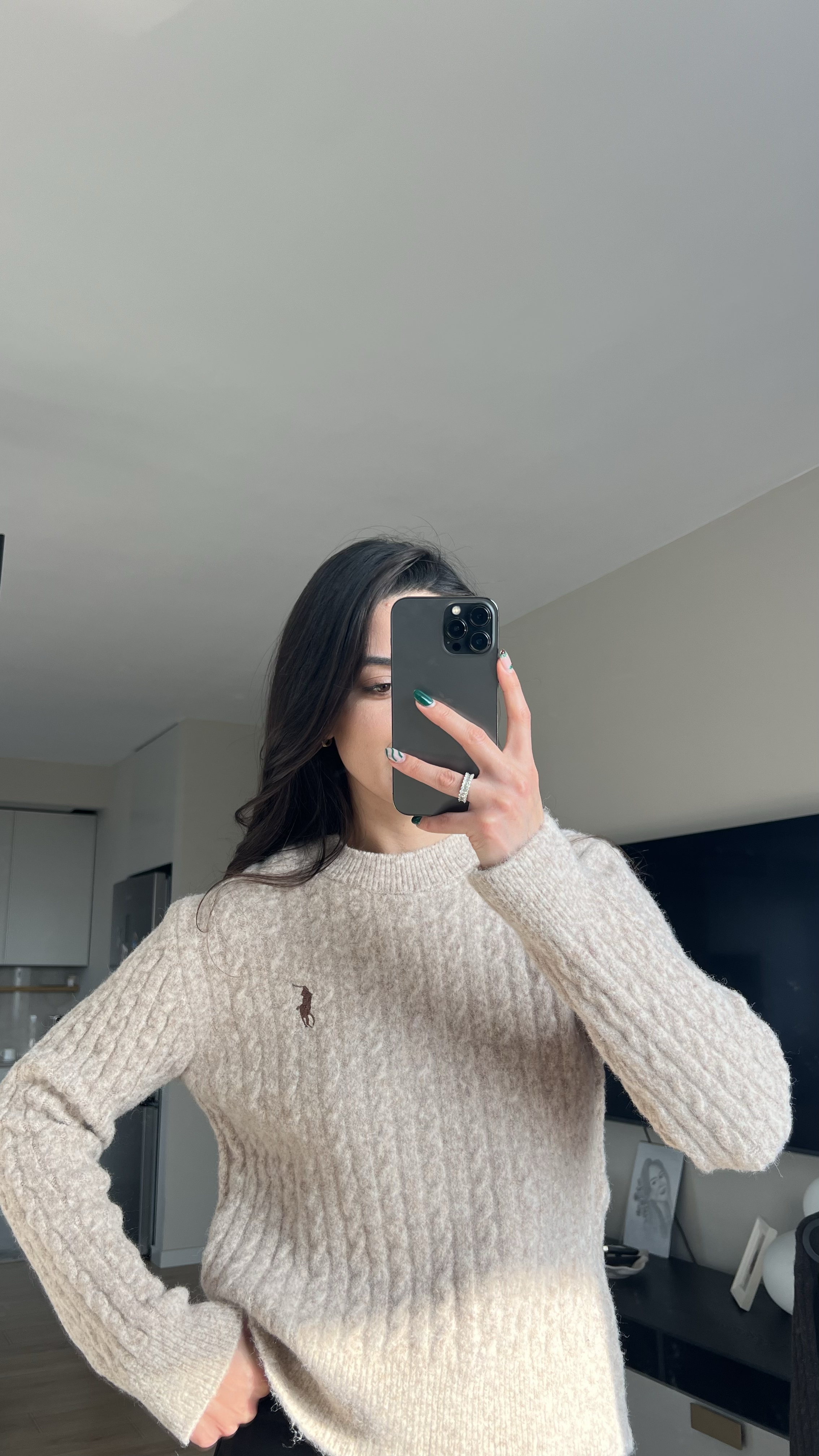 RLF ÖRGÜ MODEL BEJ KAZAK 