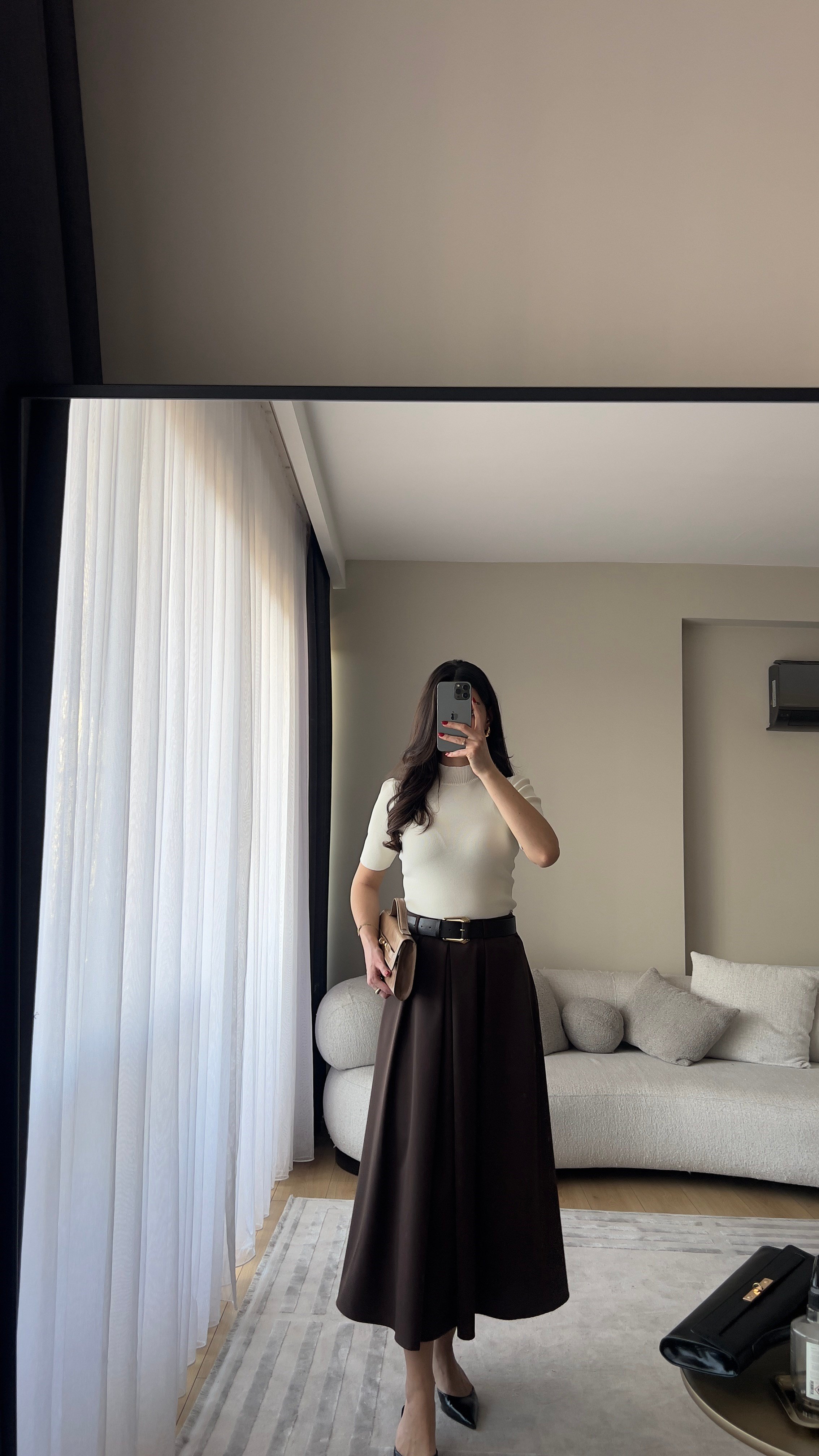 UZUN KAHVE KEMERLİ  ETEK