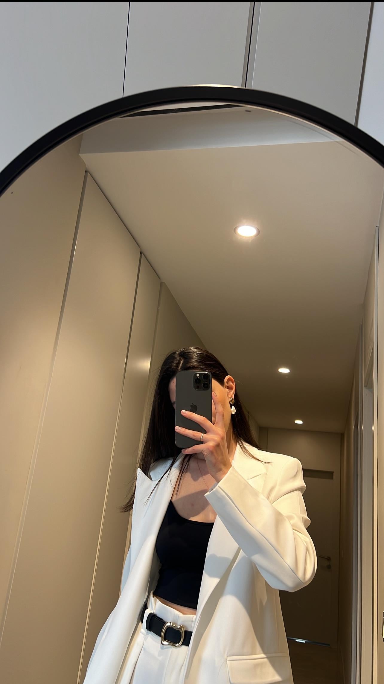 VATKALI BEYAZ OVERSİZED ASTARLI BLAZER CEKET 