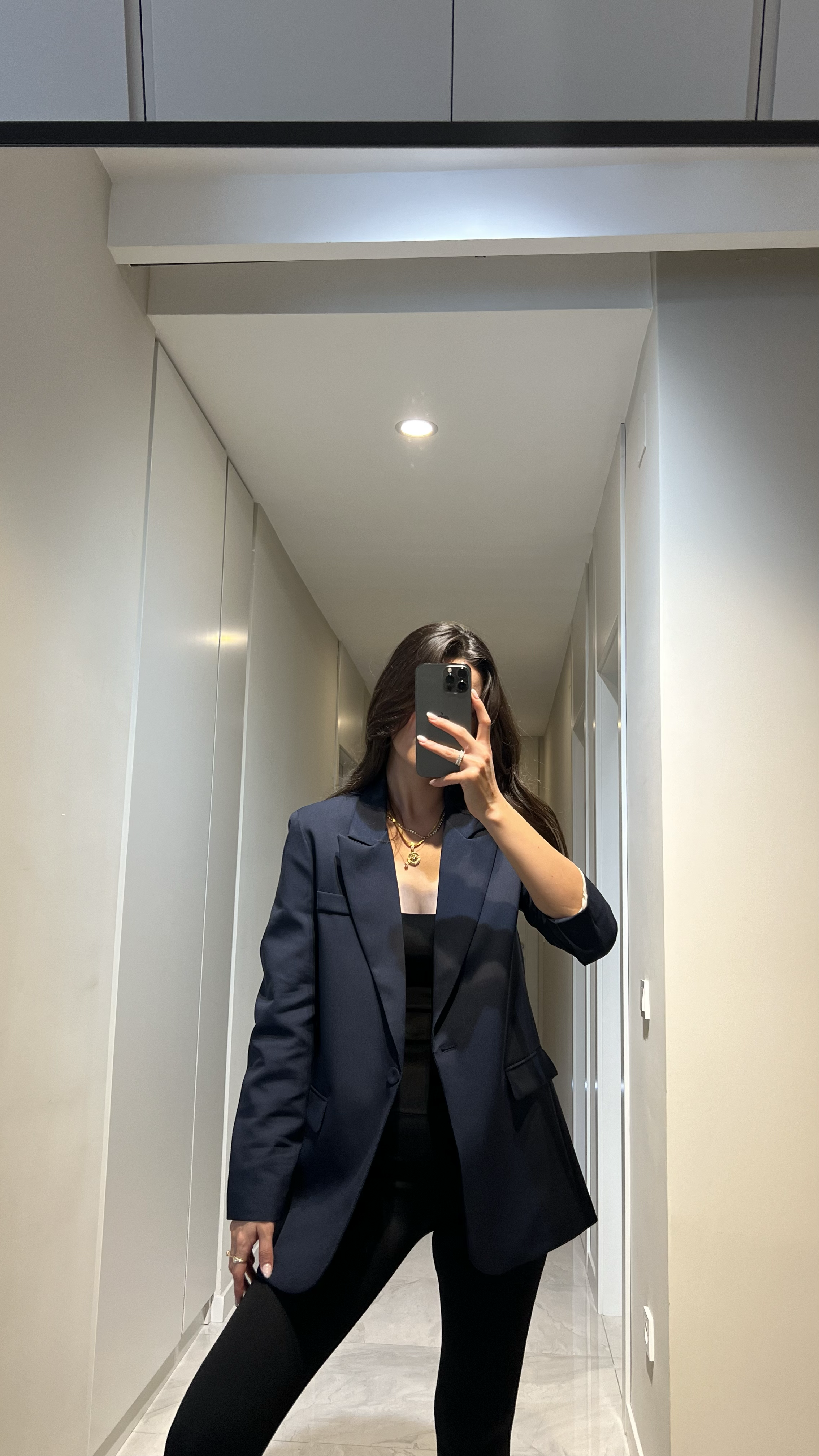 VATKALI LACİVERT OVERSİZED ASTARLI BLAZER CEKET