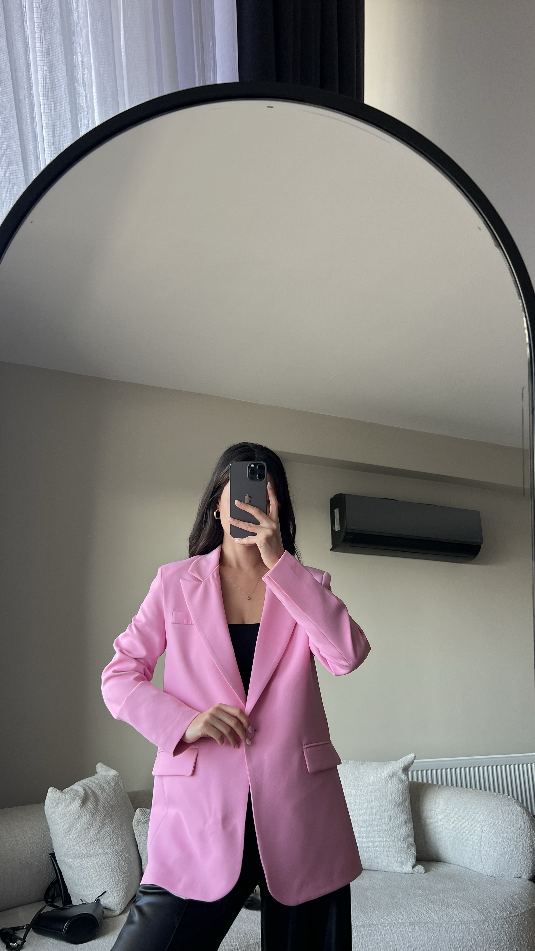 VATKALI PEMBE OVERSİZED ASTARLI BLAZER CEKET