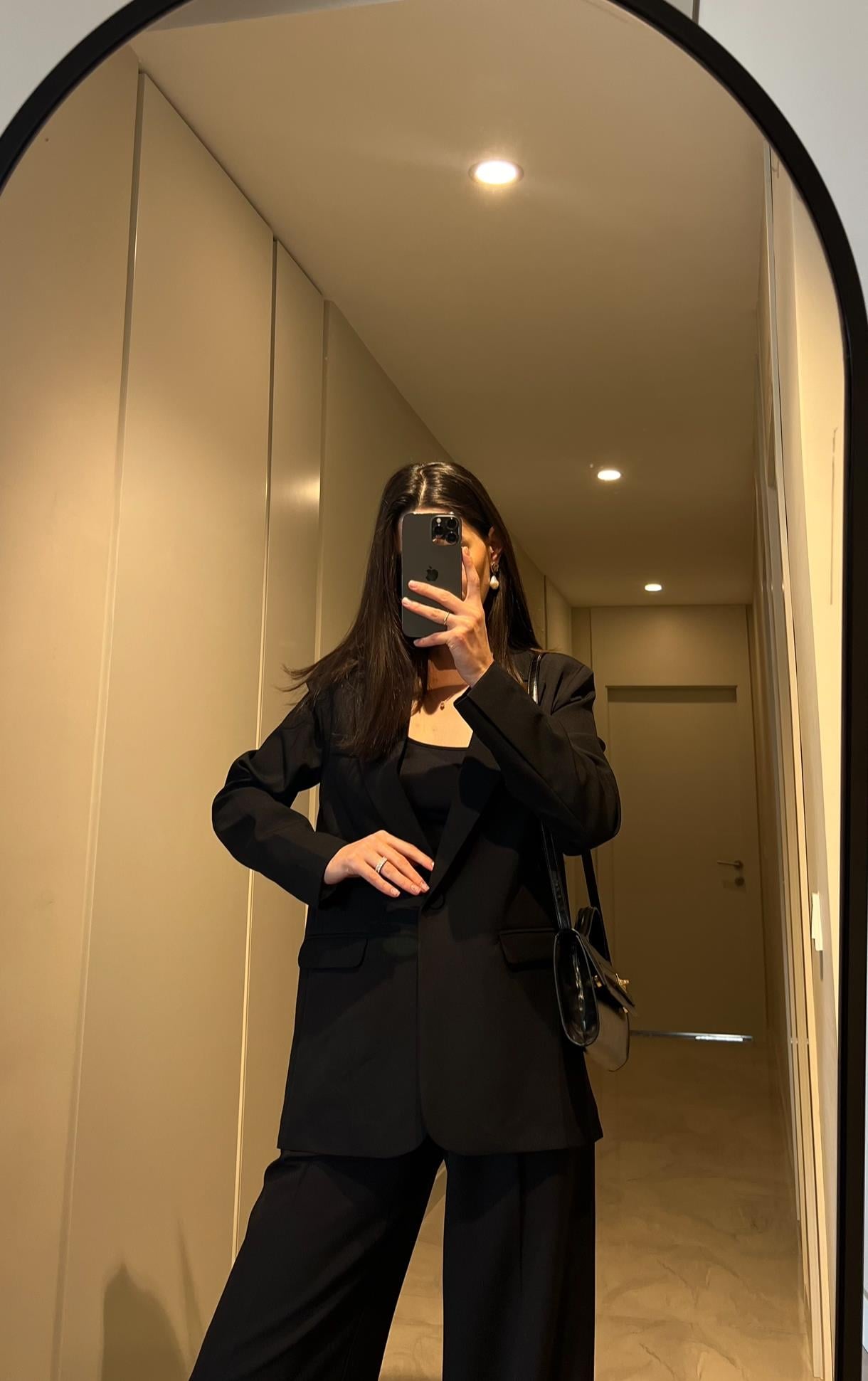 VATKALI SİYAH OVERSİZED ASTARLI BLAZER CEKET 