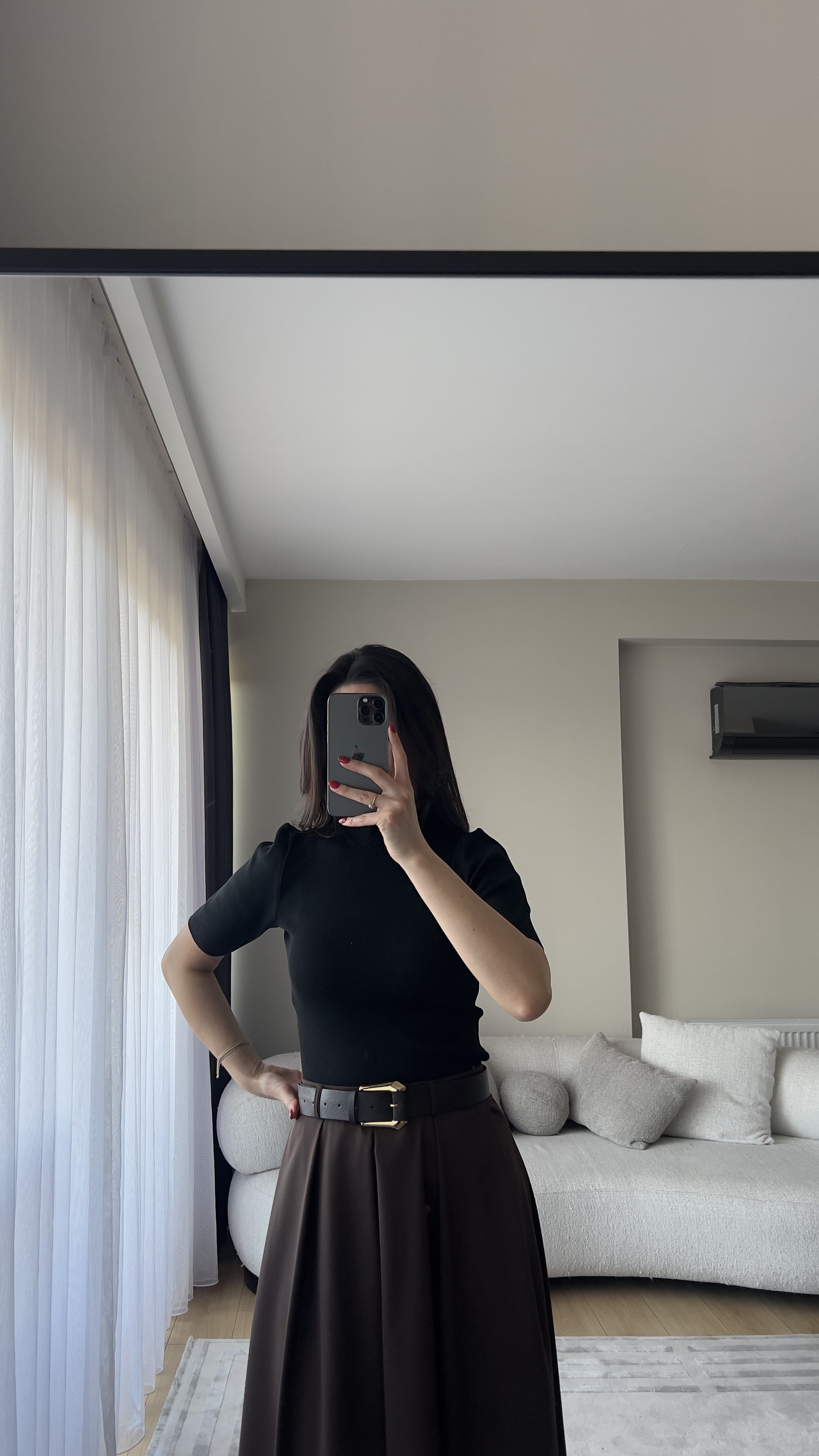 YARIM KOLLU TRİKO SİYAH BODY
