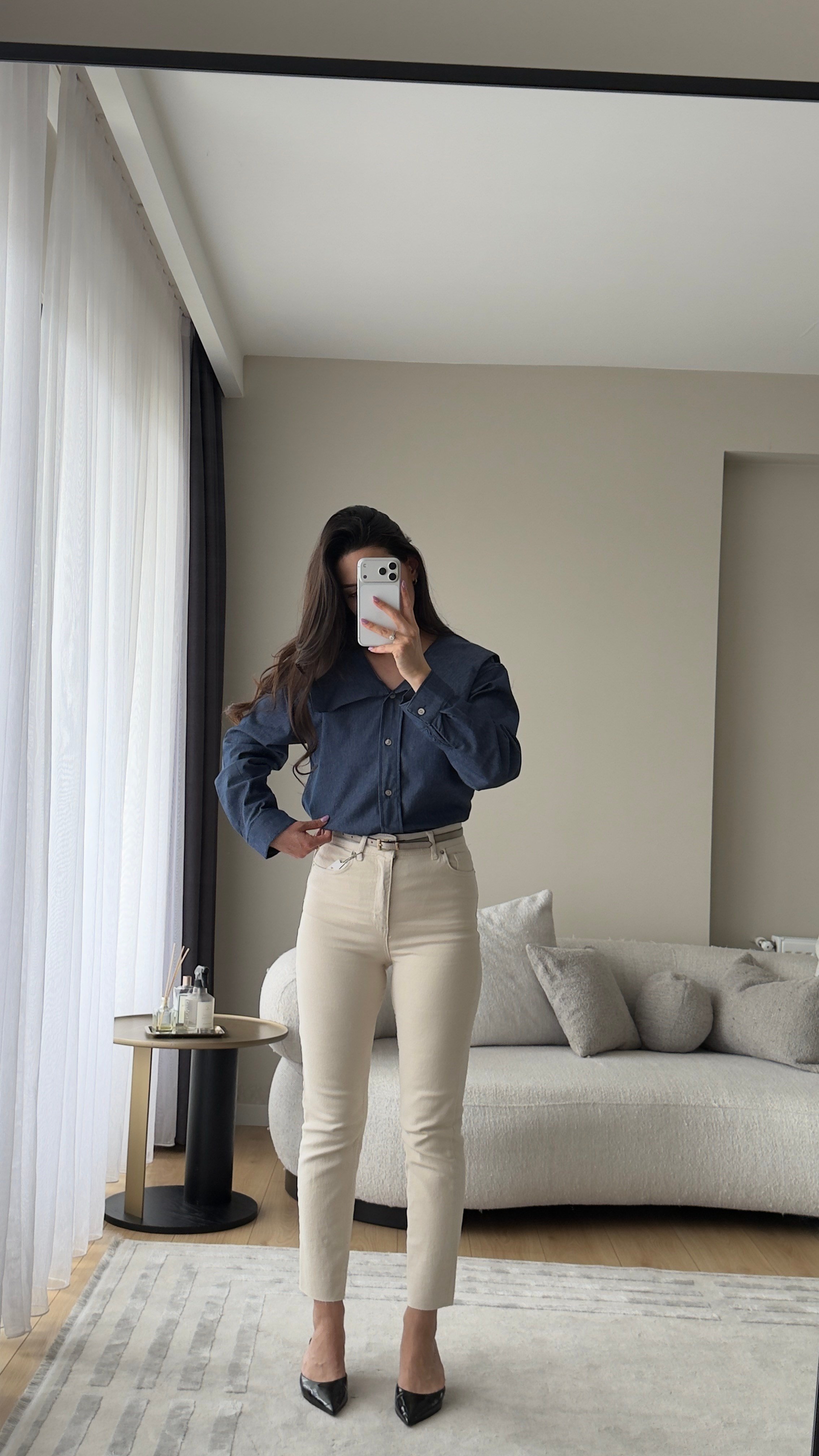 ZR MARKA BOYFİT KESİK PAÇA LİKRALI AÇIK KREM JEAN
