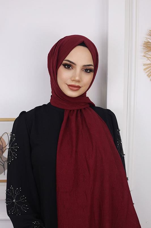 Bambu Kraş Şal Bordo
