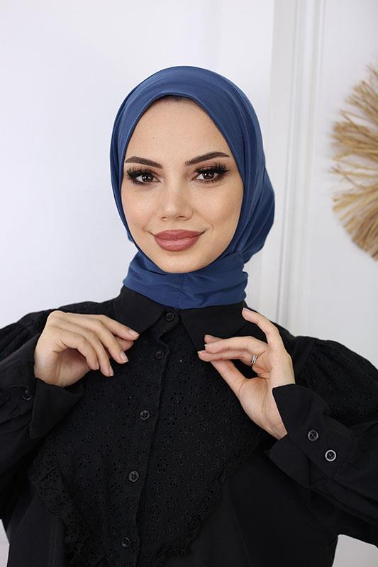 Çıtçıtlı Hijab Bone İndigo Mavi
