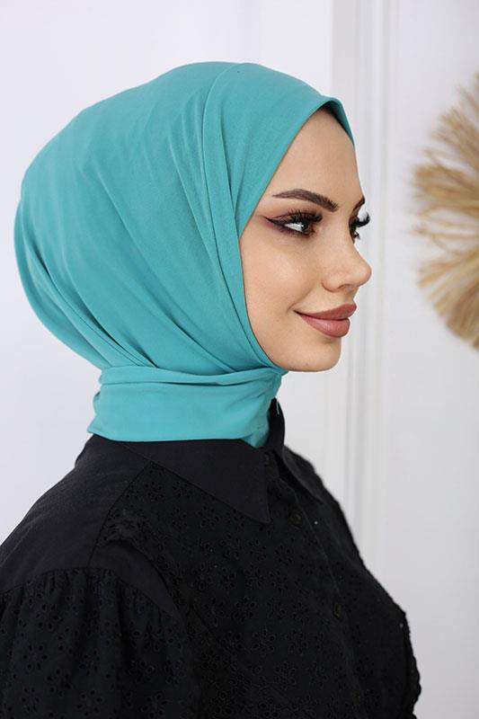 Çıtçıtlı Hijab Bone Neon Yeşili