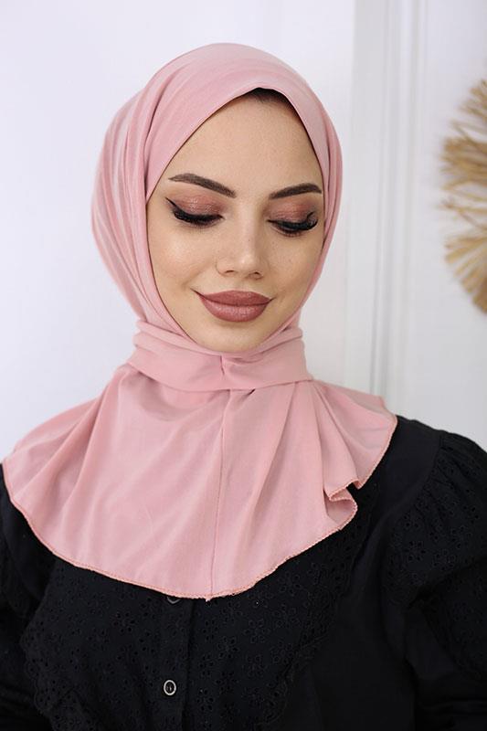 Çıtçıtlı Hijab Bone Pudra