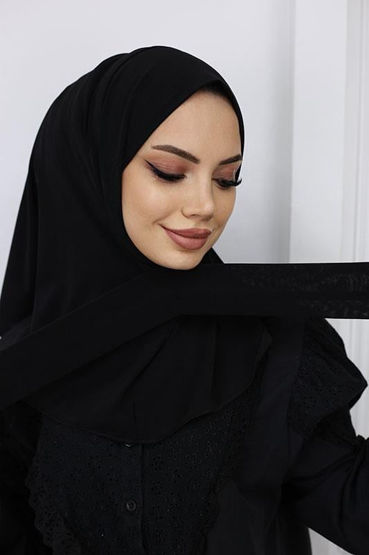 Çıtçıtlı Hijab Bone Siyah