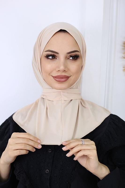 Çıtçıtlı Hijab Bone Somon
