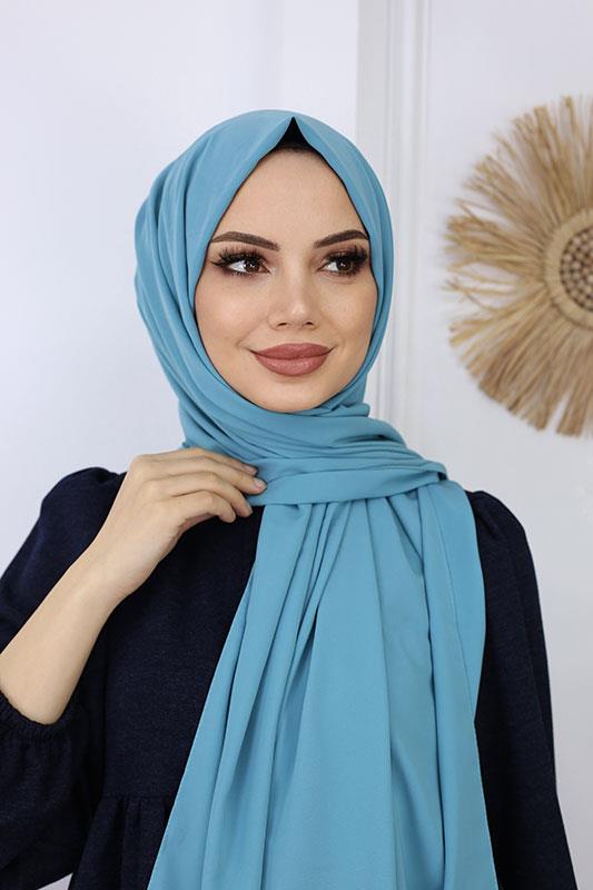 Lüks Medine İpeği Şal Mint Mavisi