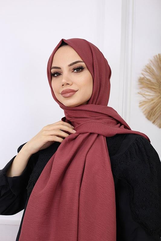 Pamuk Caz Şal Koyu Gül Kurusu